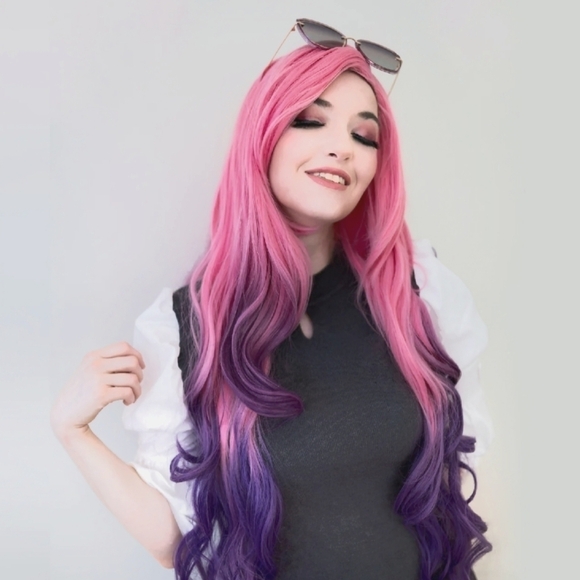 Arda Wigs Pink & Purple Ombre Wavy 36" Synthetic Wig - Picture 3 of 3